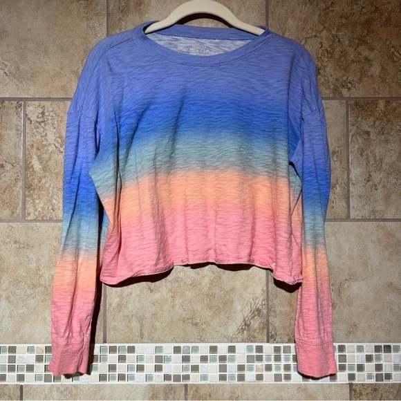 Hollister Tops - Hollister XS Cropped Rainbow Stripe Pullover Sweater Multicolor Knit Top